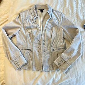 White House Black Market Gray Velvet Jacket size 12